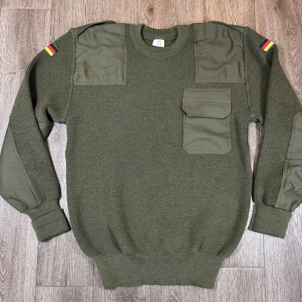 Halfen Men's Commando Vintage Sweater Green Wool Knit, Size 54, German Military